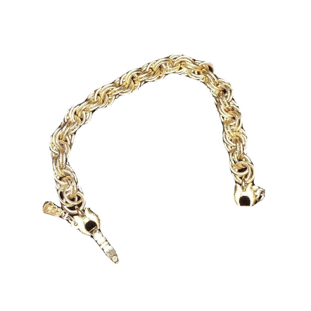 Vintage Signed Monet 7” Long Heavy Rope Bracelet